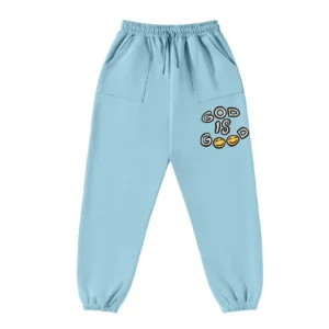 God Is Good Christian Fleece Sweatpants Sky Blue