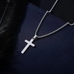 1pc Christian Simple Jewelry Men And Women's Smooth Cross Pendant Necklace