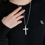 1pc Christian Simple Jewelry Men And Women's Smooth Cross Pendant Necklace