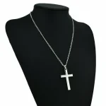 1pc Christian Simple Jewelry Men And Women's Smooth Cross Pendant Necklace
